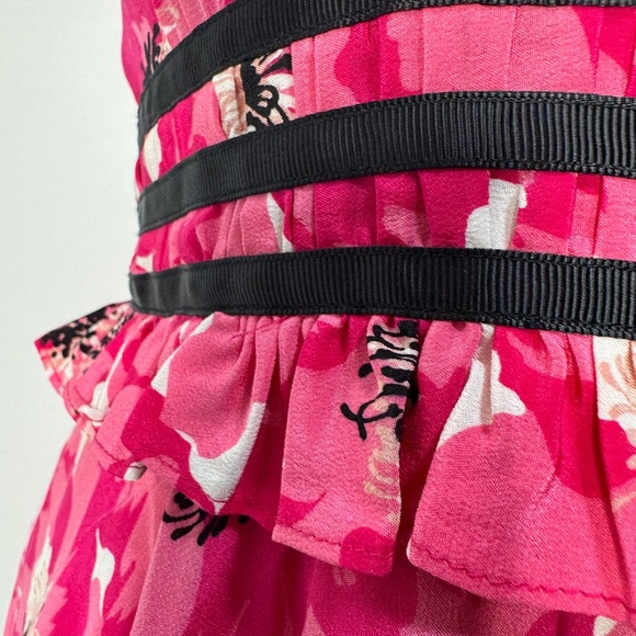 The Kooples Short Printed Silk Dress Pink - Picture 12 of 16